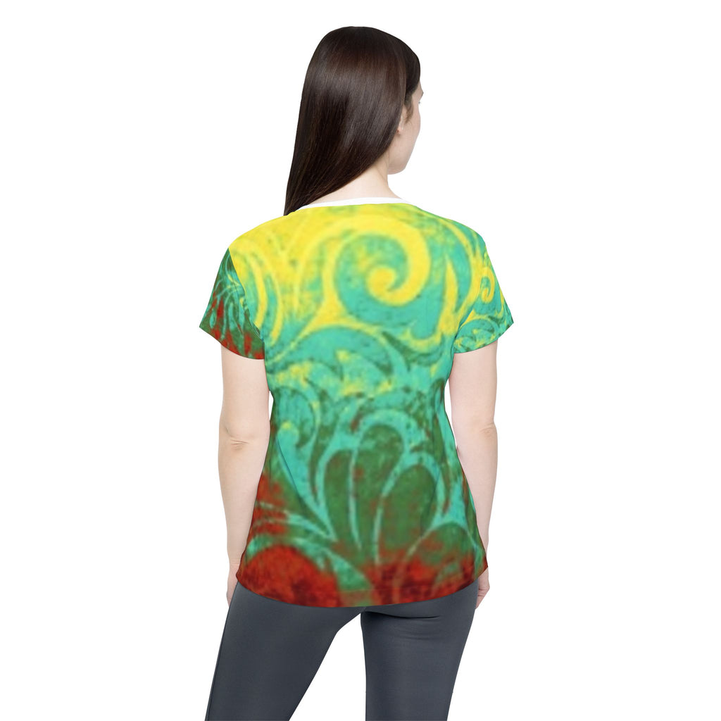 Women's Sports Jersey — Teal Swirl All-Over Print Athletic Top