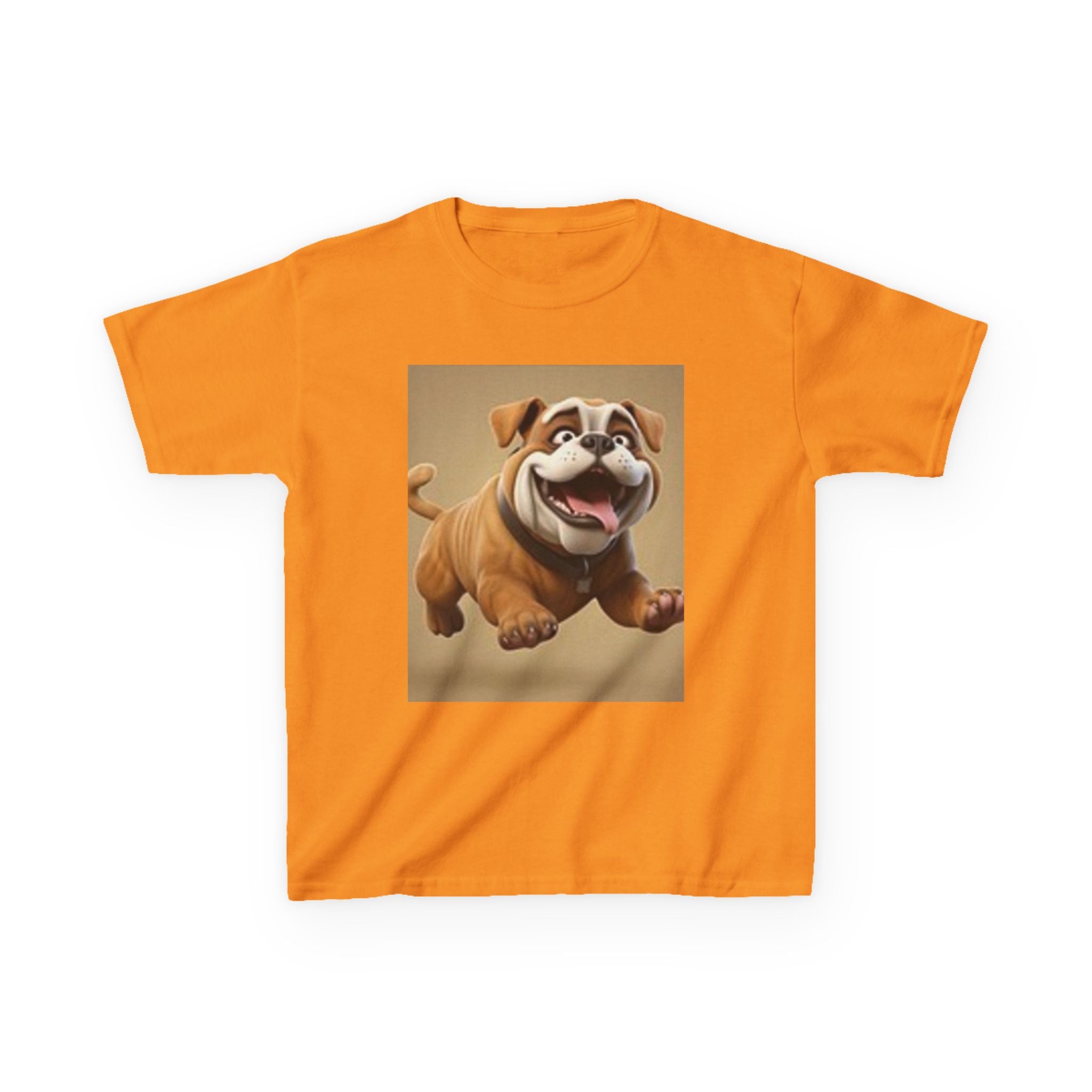 T-shirt graphique enfant Bouledogue et Chats Mignons — T-shirt enfant chiot et chat superposés amusant