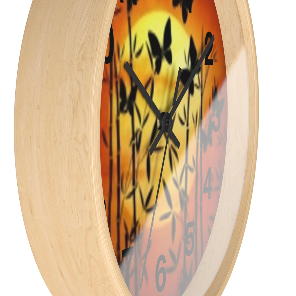 Butterfly Sunset Wall Clock — Bamboo Silhouette Home Decor