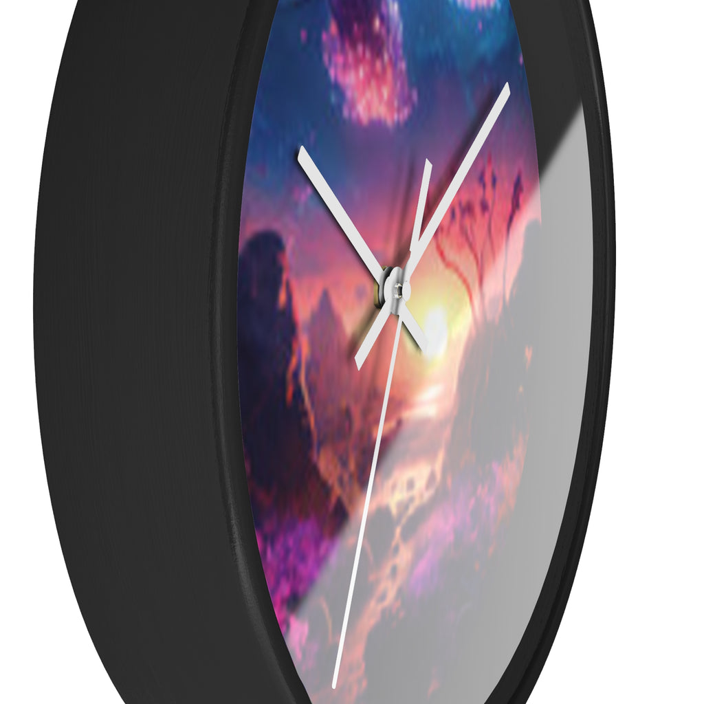 Dreamscape Sunset Wall Clock — Fantasy Landscape Art Clock