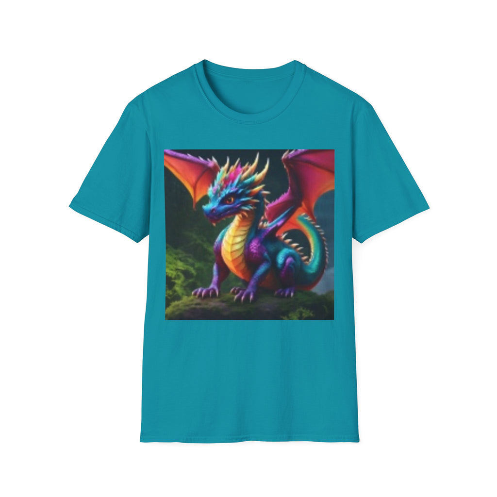 Colorful Fantasy Dragon T-Shirt — Vibrant Rainbow Baby Dragon Graphic Tee