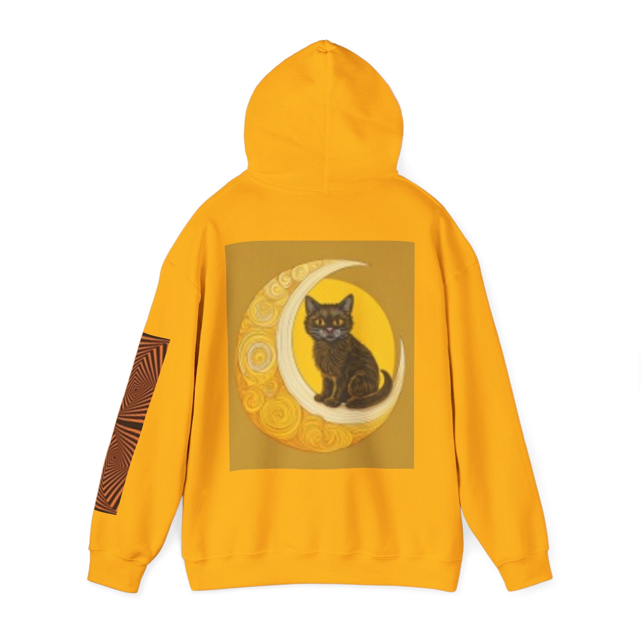 Moon Cat Hoodie — Black Cat Sitting on Crescent Moon Graphic Sweatshirt