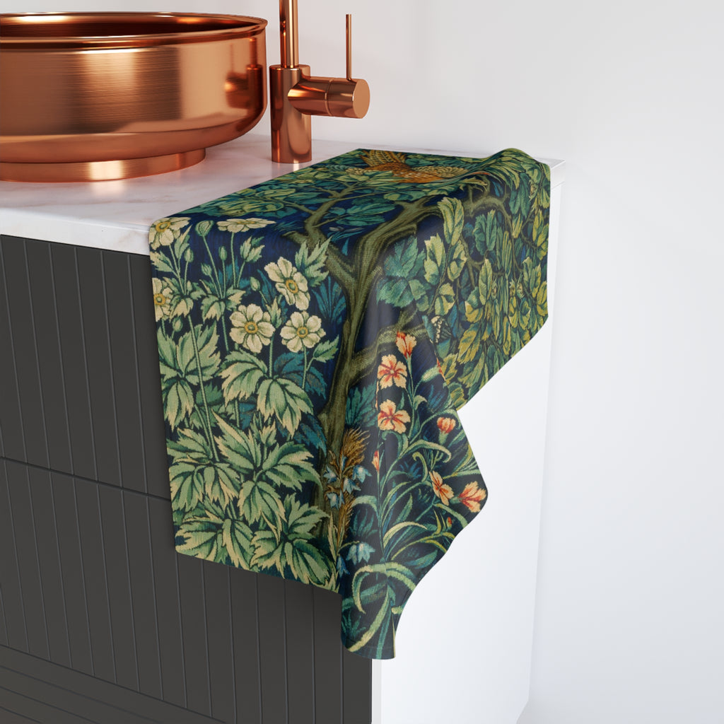William Morris Botanical Pheasant Hand Towel – Vintage Floral Kitchen Towel