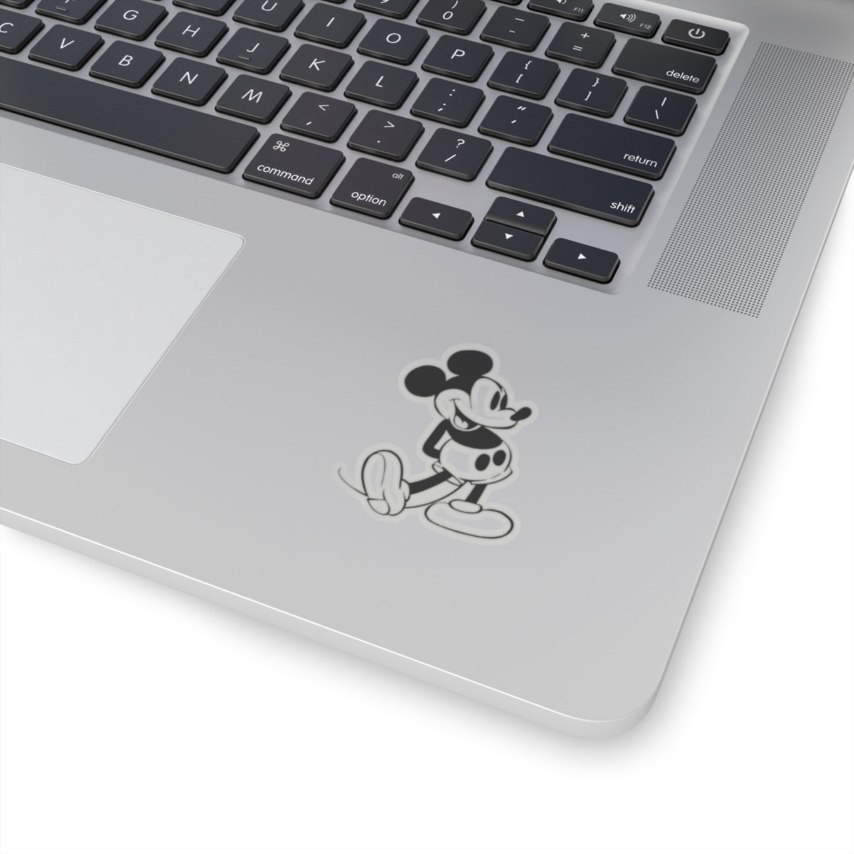 Vintage Cartoon Mouse Sticker — Retro Black & White Kiss-Cut Decal for Laptops, Water Bottles, and Scrapbooks