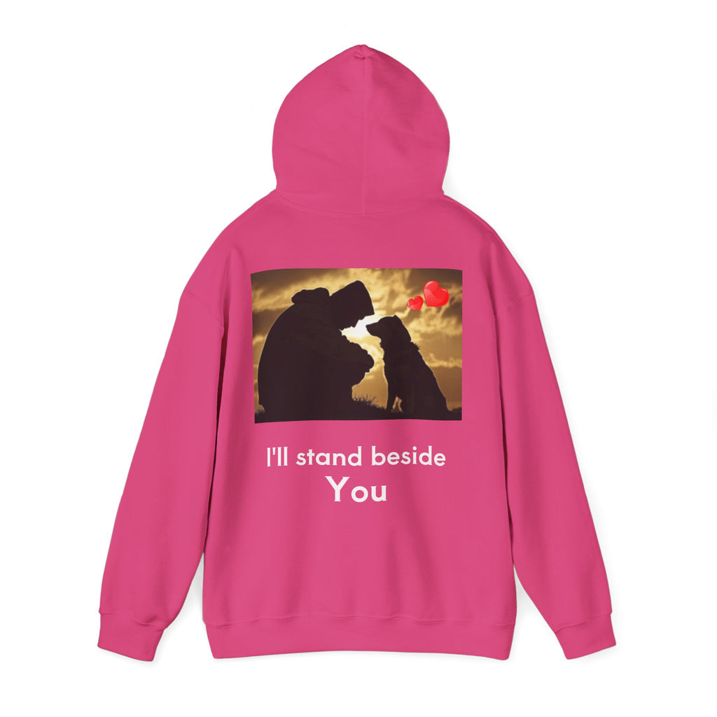 Hoodie — I'll stand beside You Silhouette of Person & Dog at Sunset Graphic Back Print