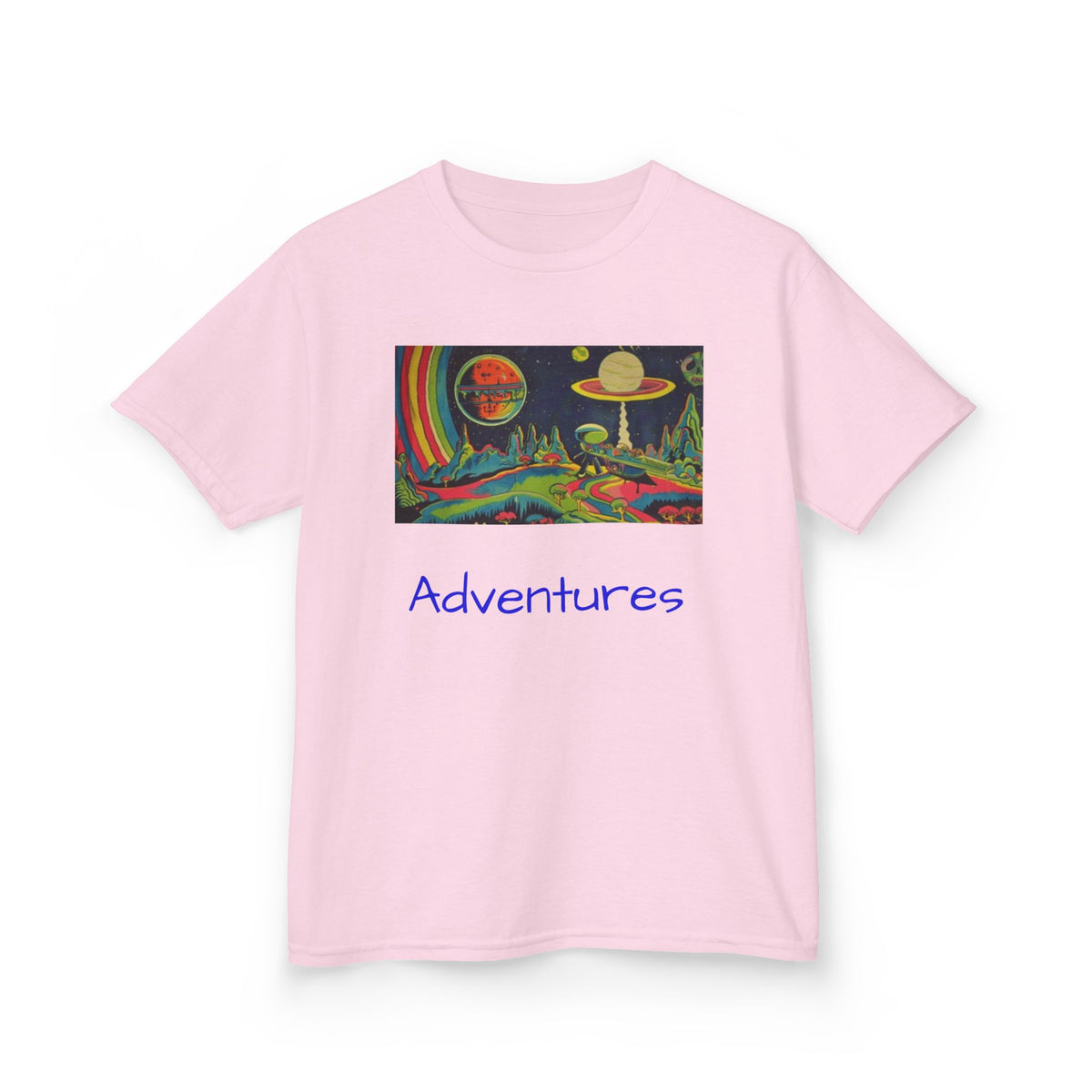 Kids Tee — Colorful Retro Space Planet Scene