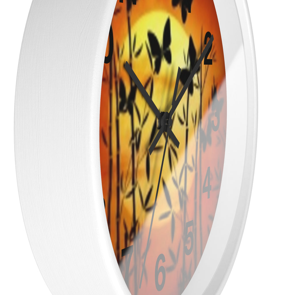 Butterfly Sunset Wall Clock — Bamboo Silhouette Home Decor