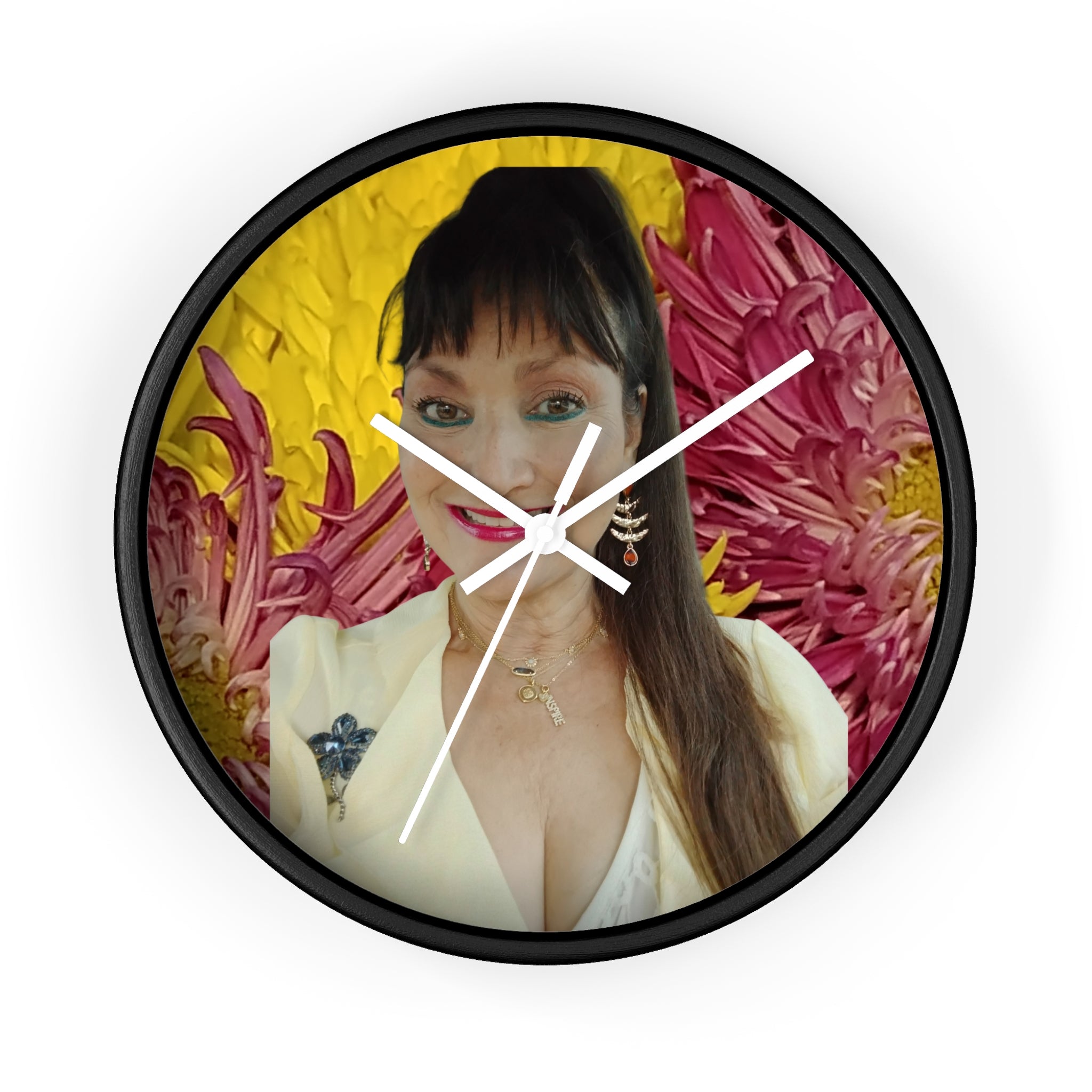 Mary Jordan Wall Clock – Bright Yellow & Pink Decorative Timepiece