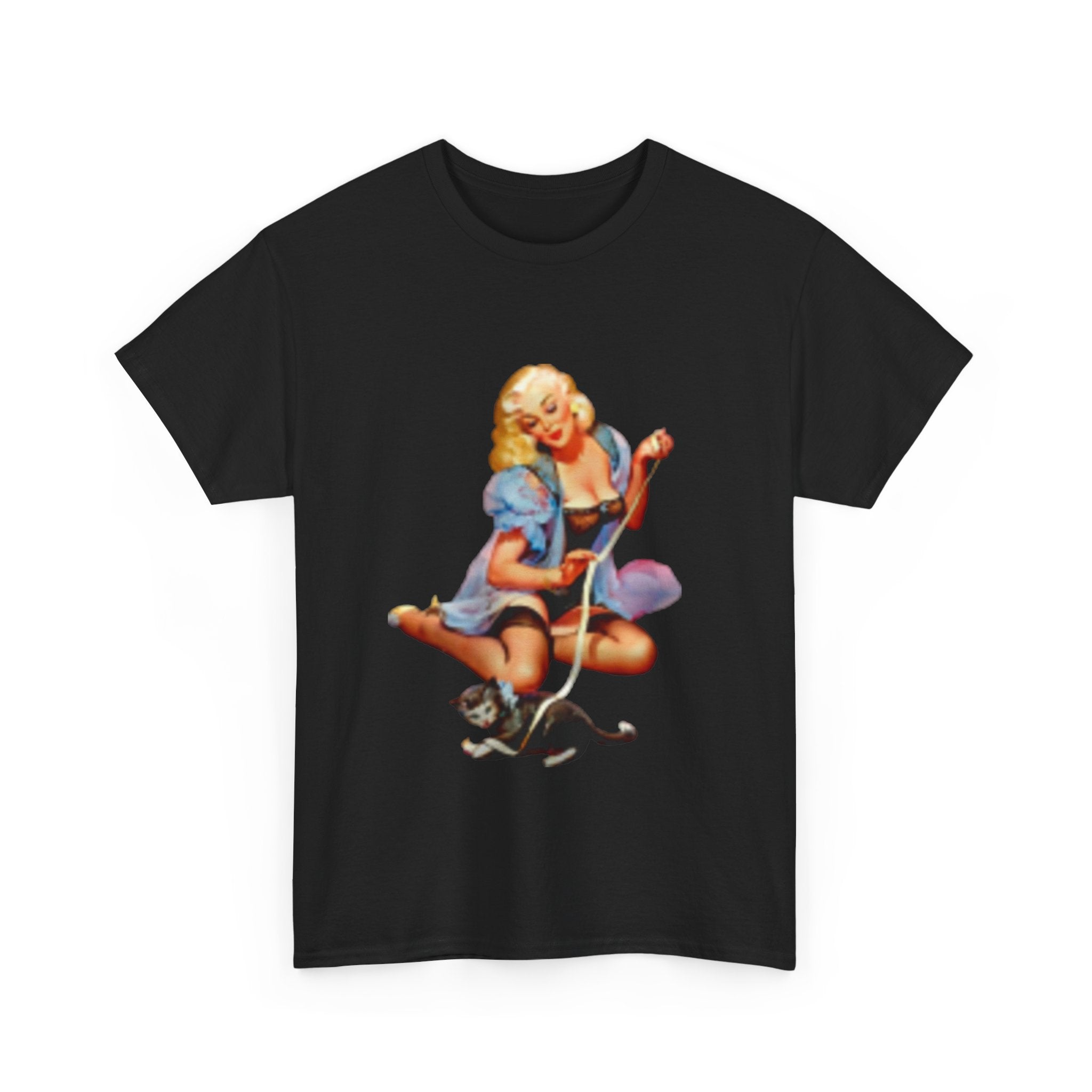 Pin-Up Girl with Cat T-Shirt