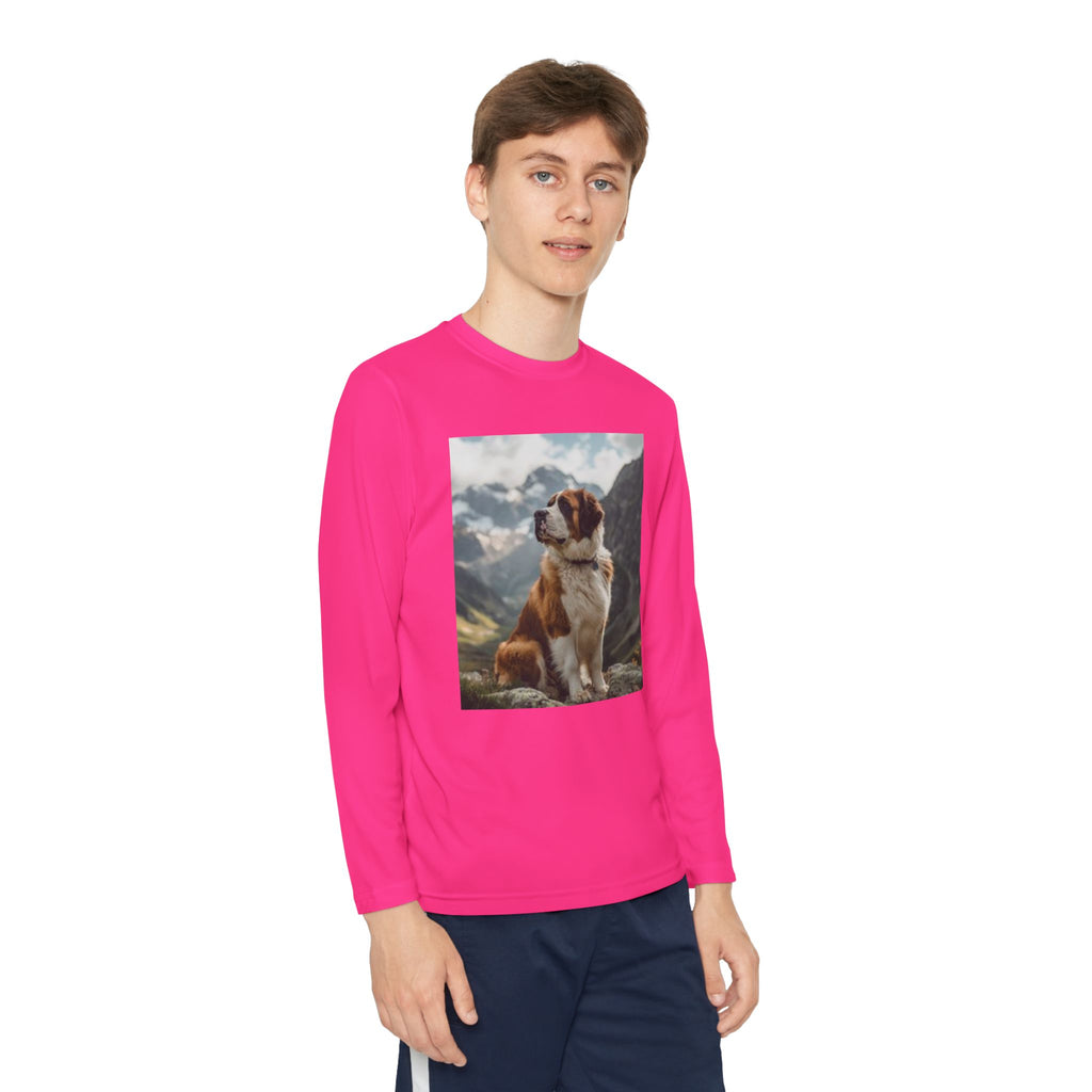 Youth Long Sleeve Tee — St. Bernard Mountain Dog Print