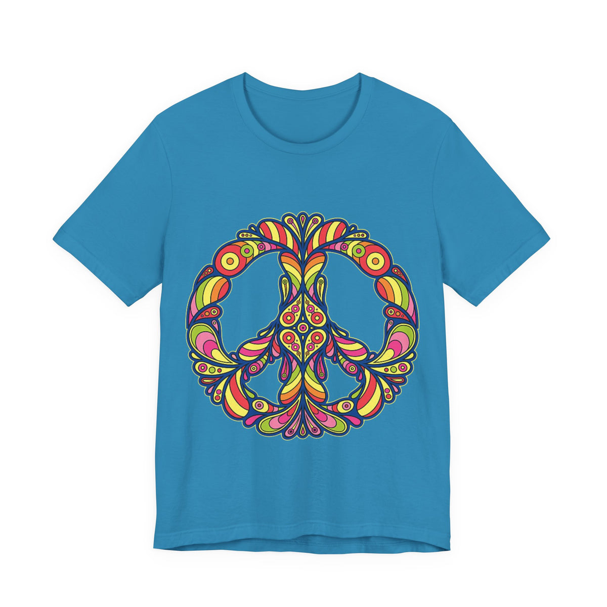 Psychedelic Floral Peace Sign T-Shirt World Peace