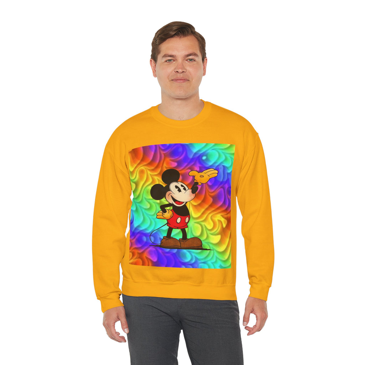 Mickey Mouse Rainbow Colors Unisex Heavy Blend Crewneck Sweatshirt