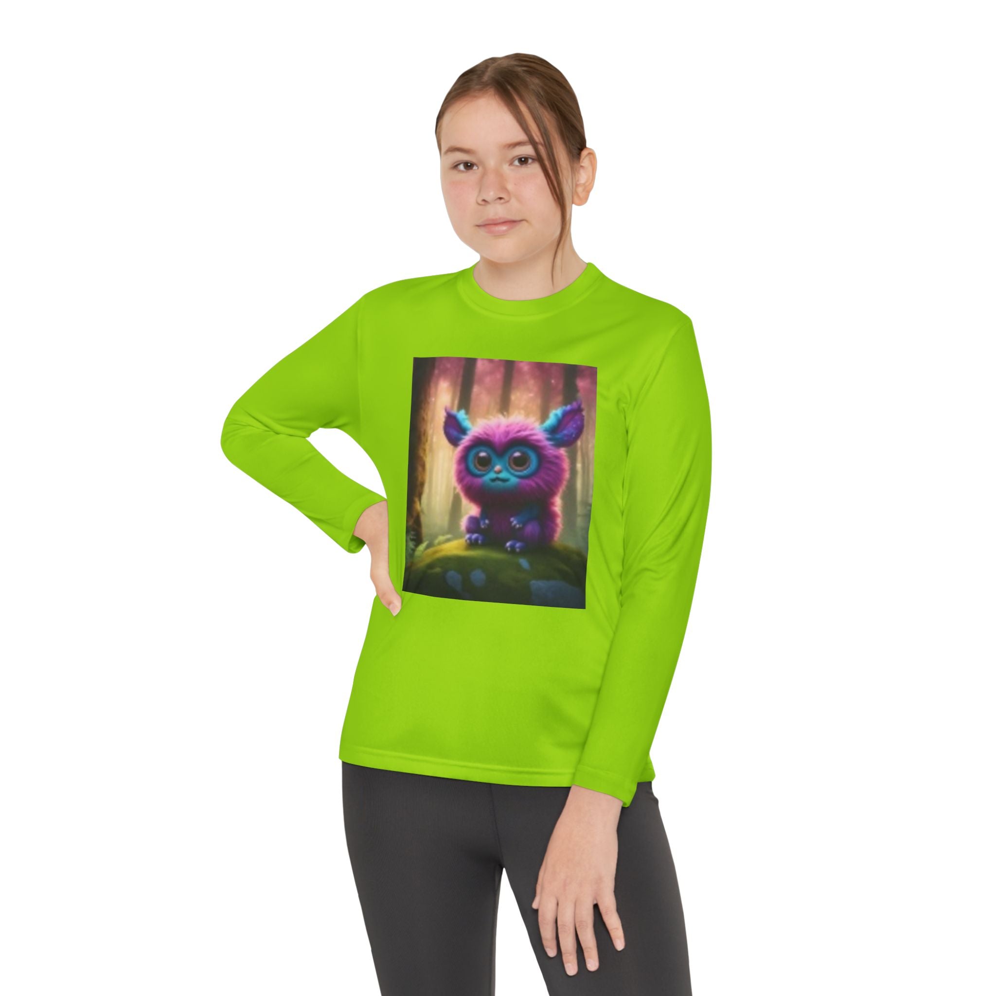 Youth Long Sleeve Tee – Cute Neon Forest Creature Graphic