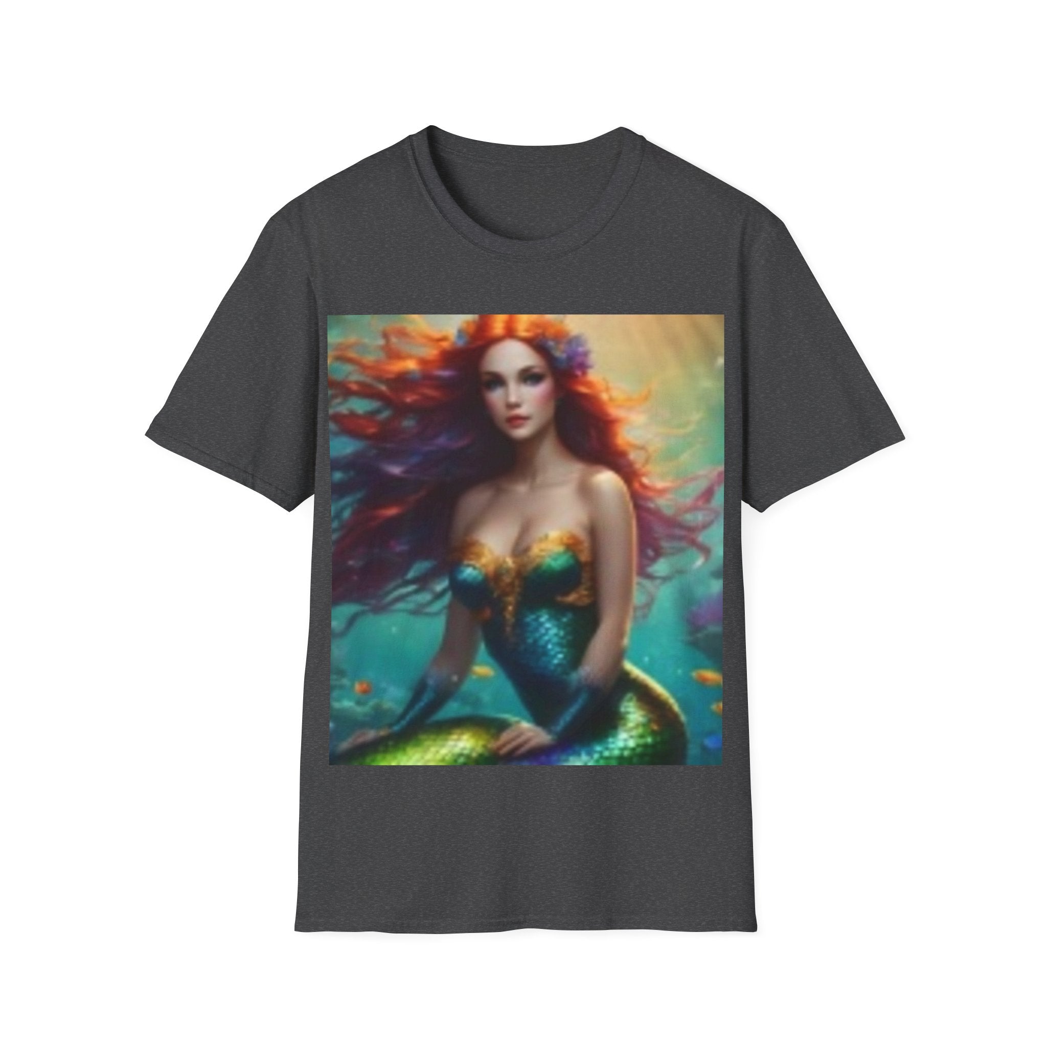 Mermaid Portrait T-Shirt — Artistic Red-Headed Siren Graphic Tee