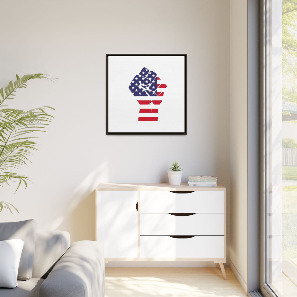 Framed Canvas Print – American Flag Fist Wall Art