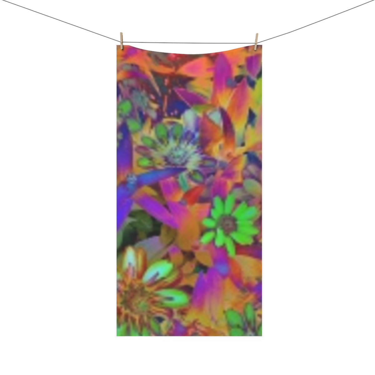 Vibrant Neon Floral Beach Towel