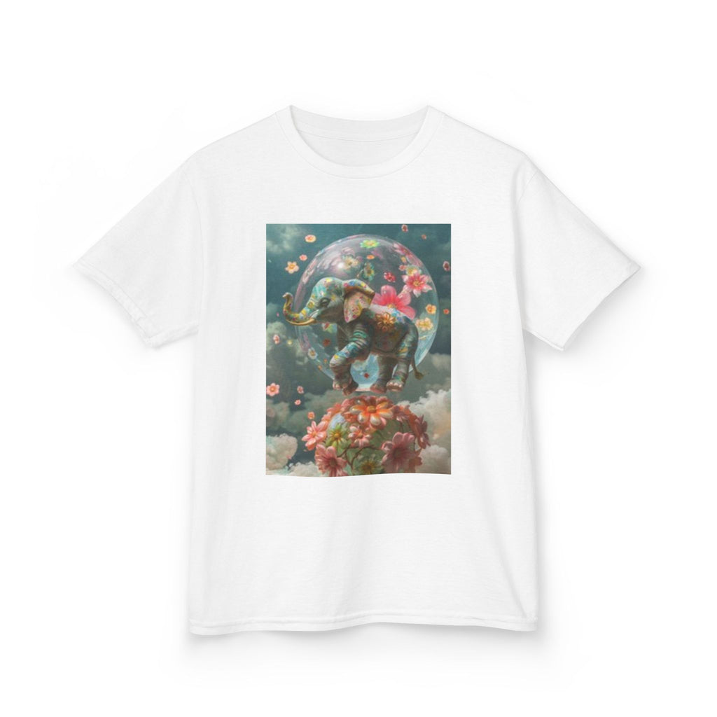 Kids Tee — Dreamy Floral Elephant Illustration