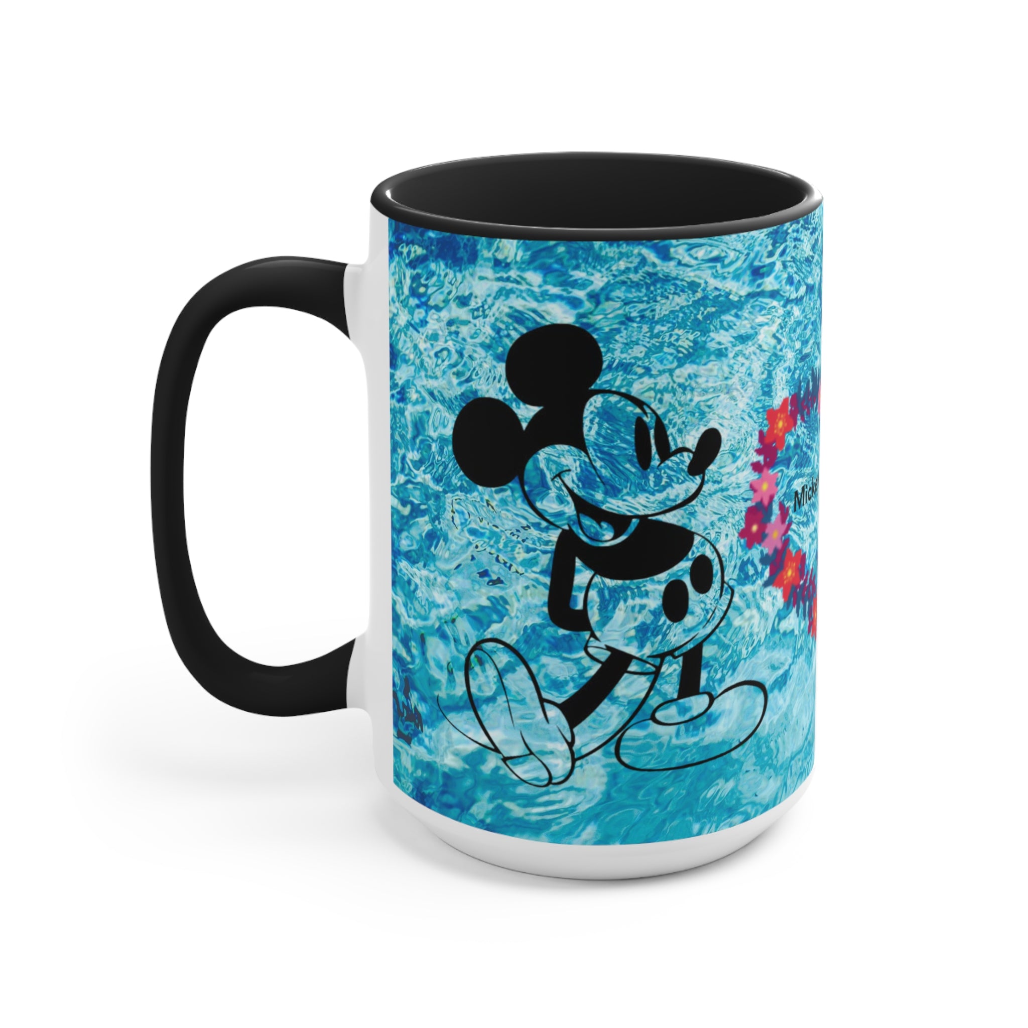 Mickey & Minnie Vibes Accent Mug — Floral Heart Retro Disney Design