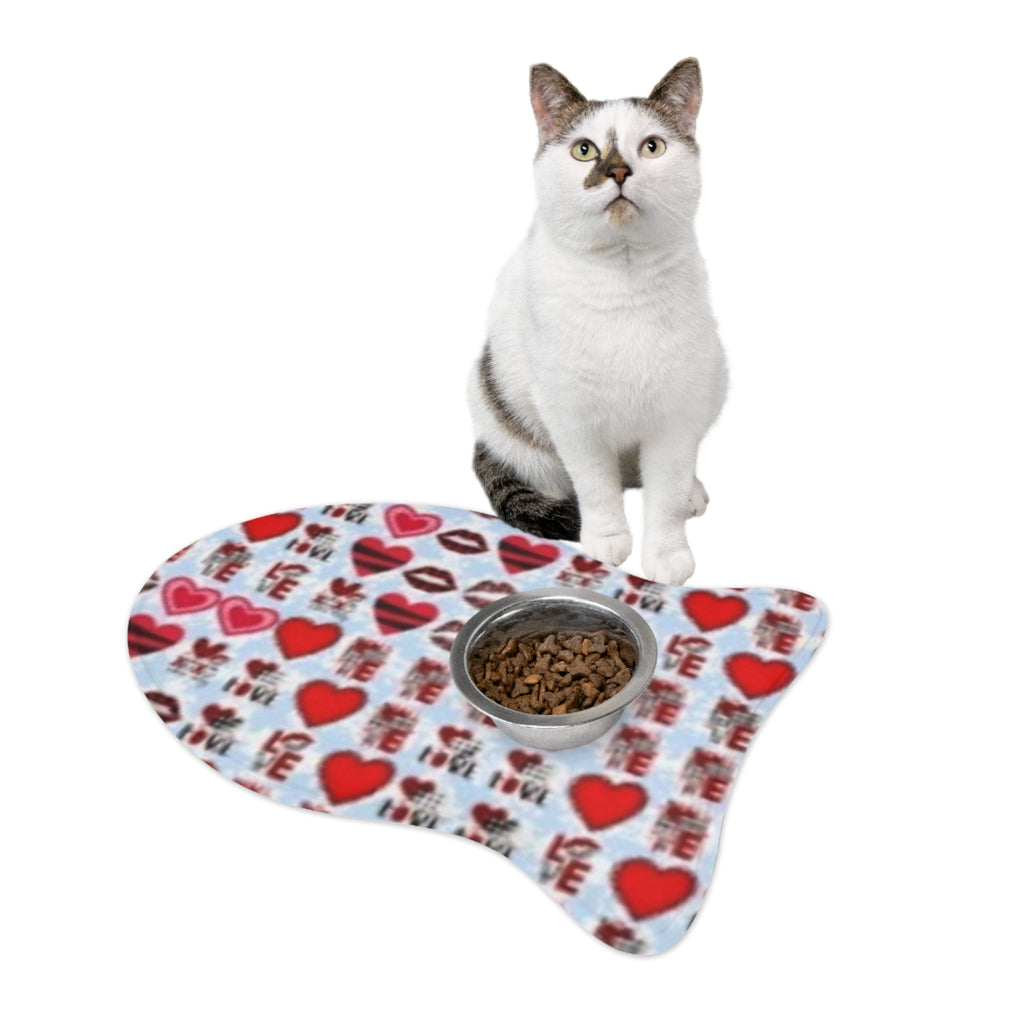 Valentine Hearts Pet Feeding Mat — Cute Love Pattern Placemat for Dogs & Cats