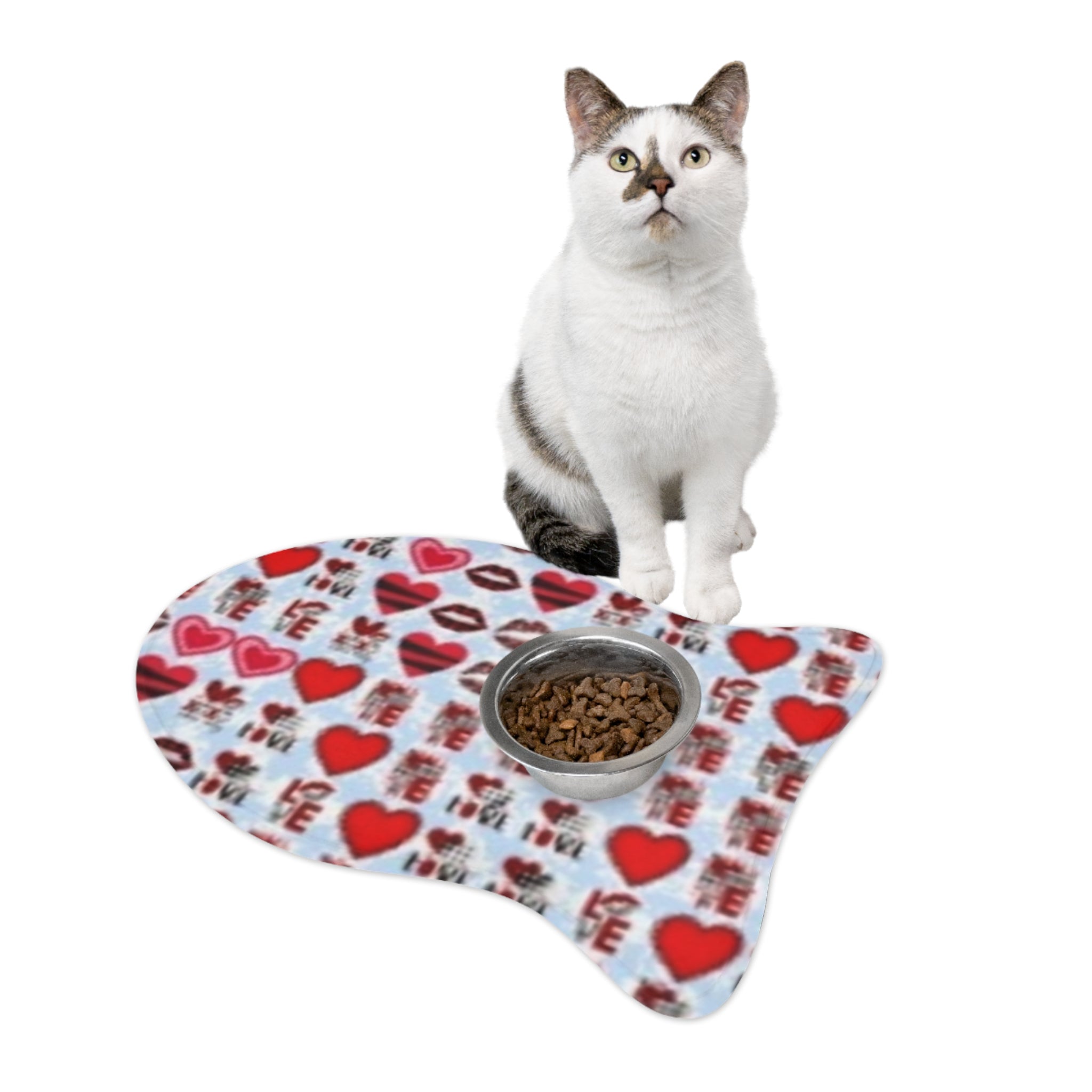 Valentine Hearts Pet Feeding Mat — Cute Love Pattern Placemat for Dogs & Cats