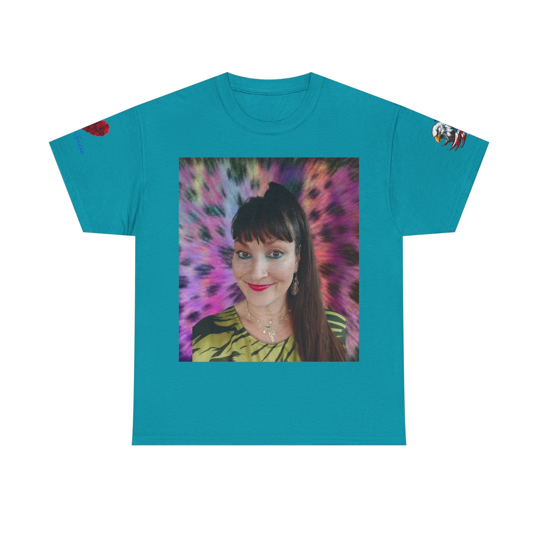 Mary Jordan Colorful Animal Print Patriotic Heart T-shirt