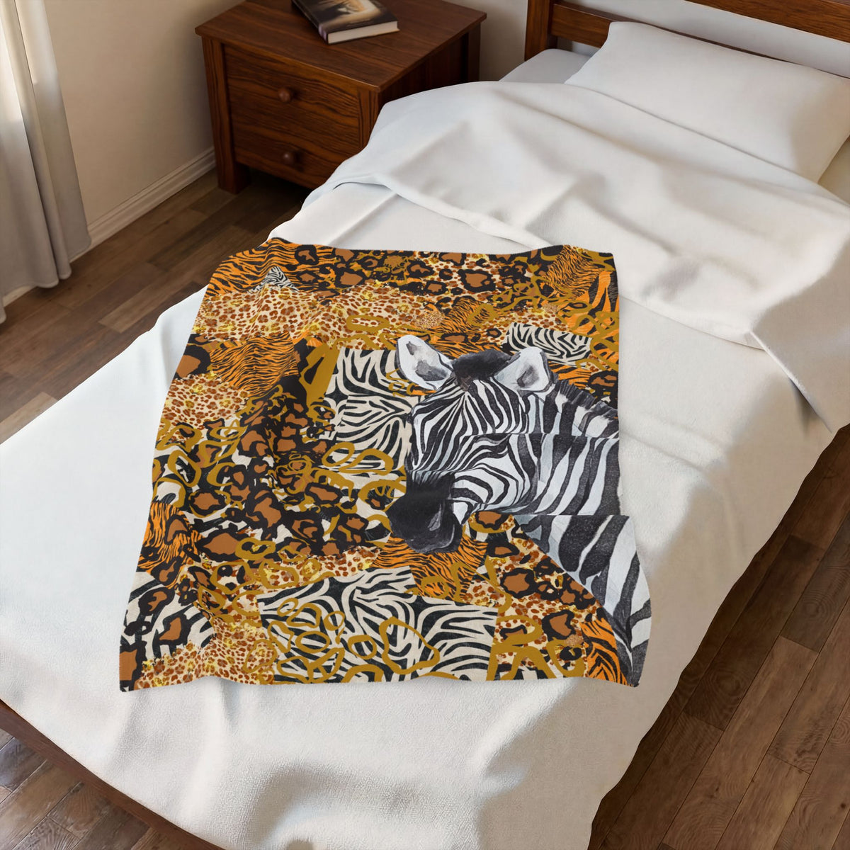 Zebra Safari Velveteen Plush Blanket — Animal Print Cozy Throw