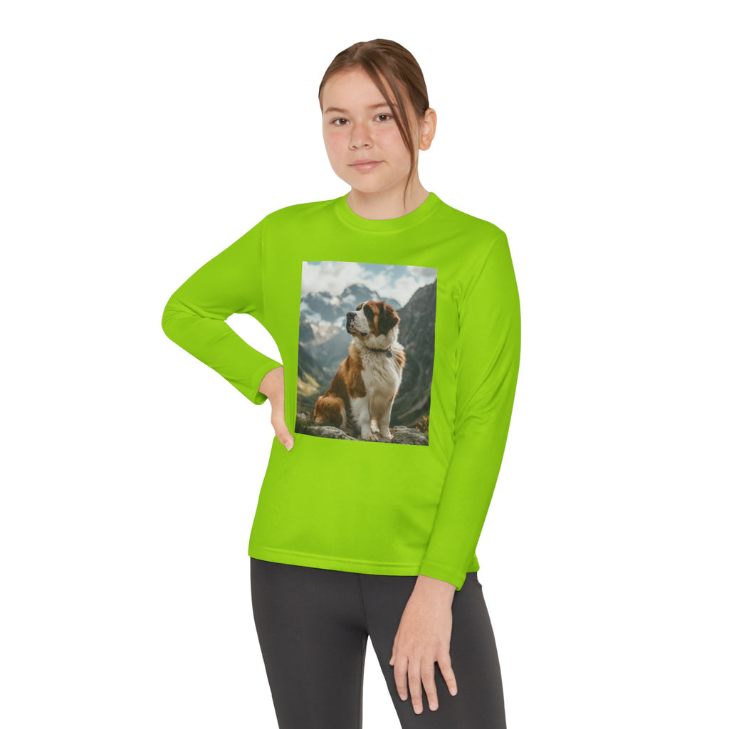 Youth Long Sleeve Tee — St. Bernard Mountain Dog Print