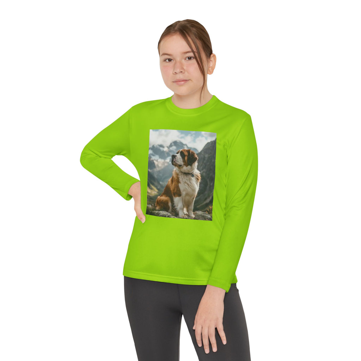 Youth Long Sleeve Tee — St. Bernard Mountain Dog Print