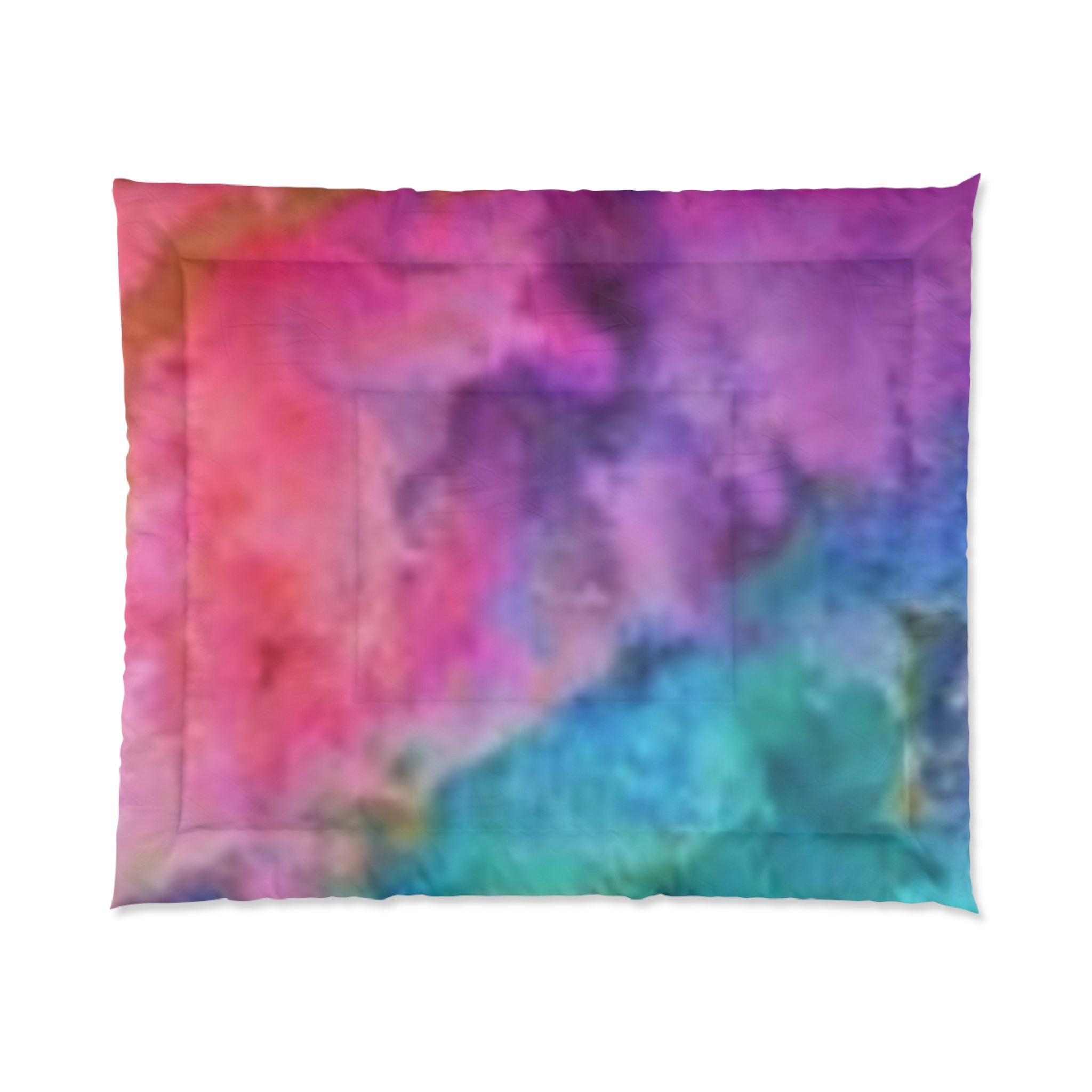 Abstract Rainbow Watercolor Comforter - Vibrant Tie-Dye Bedding
