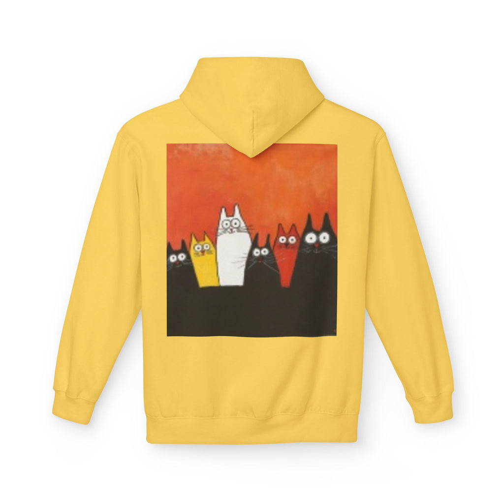 Women's Cute Cat Trio Hoodie – Whimsical Orange & Black Cat Graphic Pullover