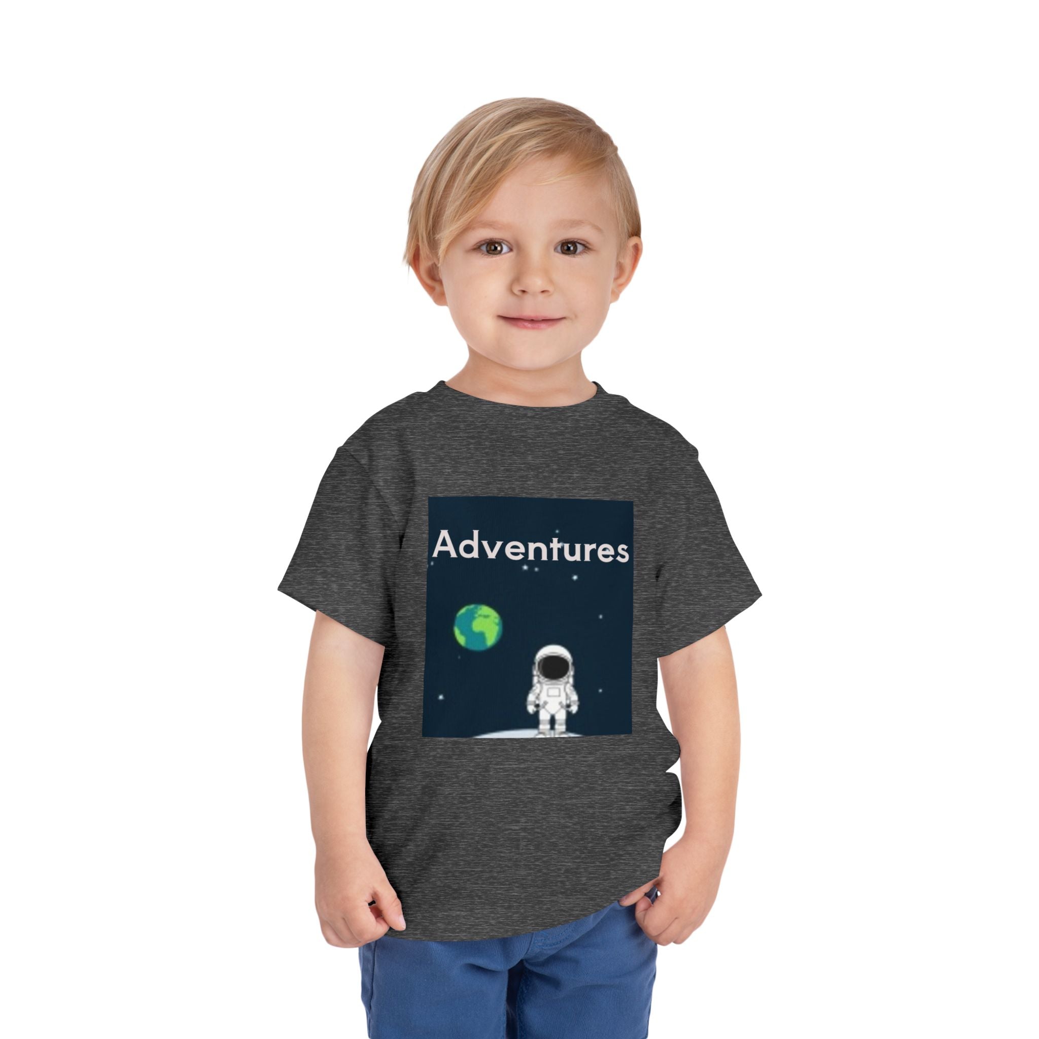 Toddler T-shirt — Adventures Cute Astronaut & Retro Space Rockets Design