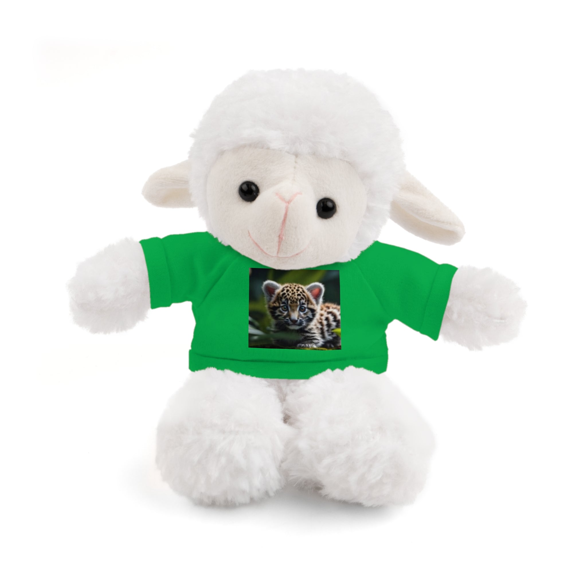 Plush Teddy Bear with Leopard Cub Tee — Cute Animal Gift for Kids & Wildlife Lovers