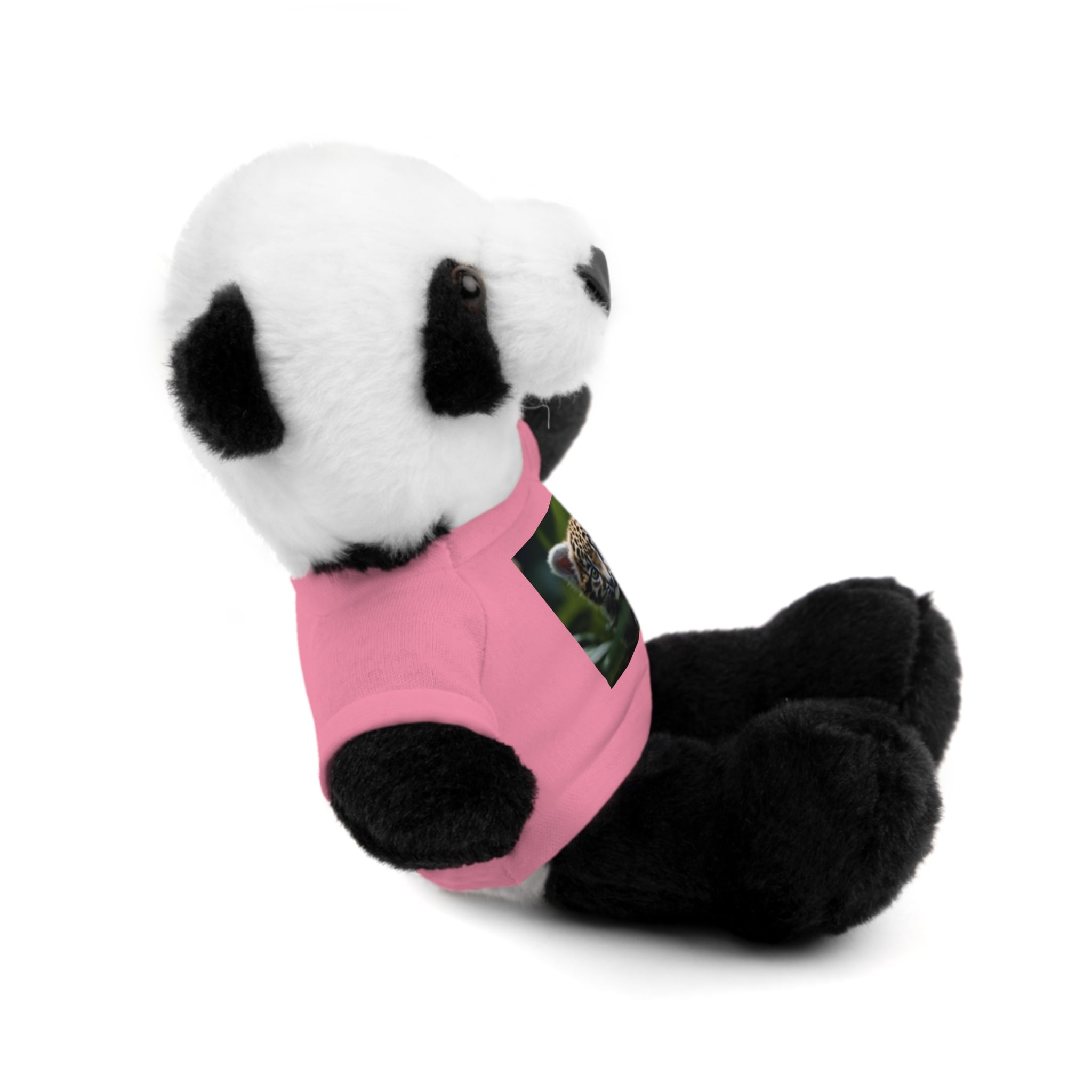 Plush Teddy Bear with Leopard Cub Tee — Cute Animal Gift for Kids & Wildlife Lovers