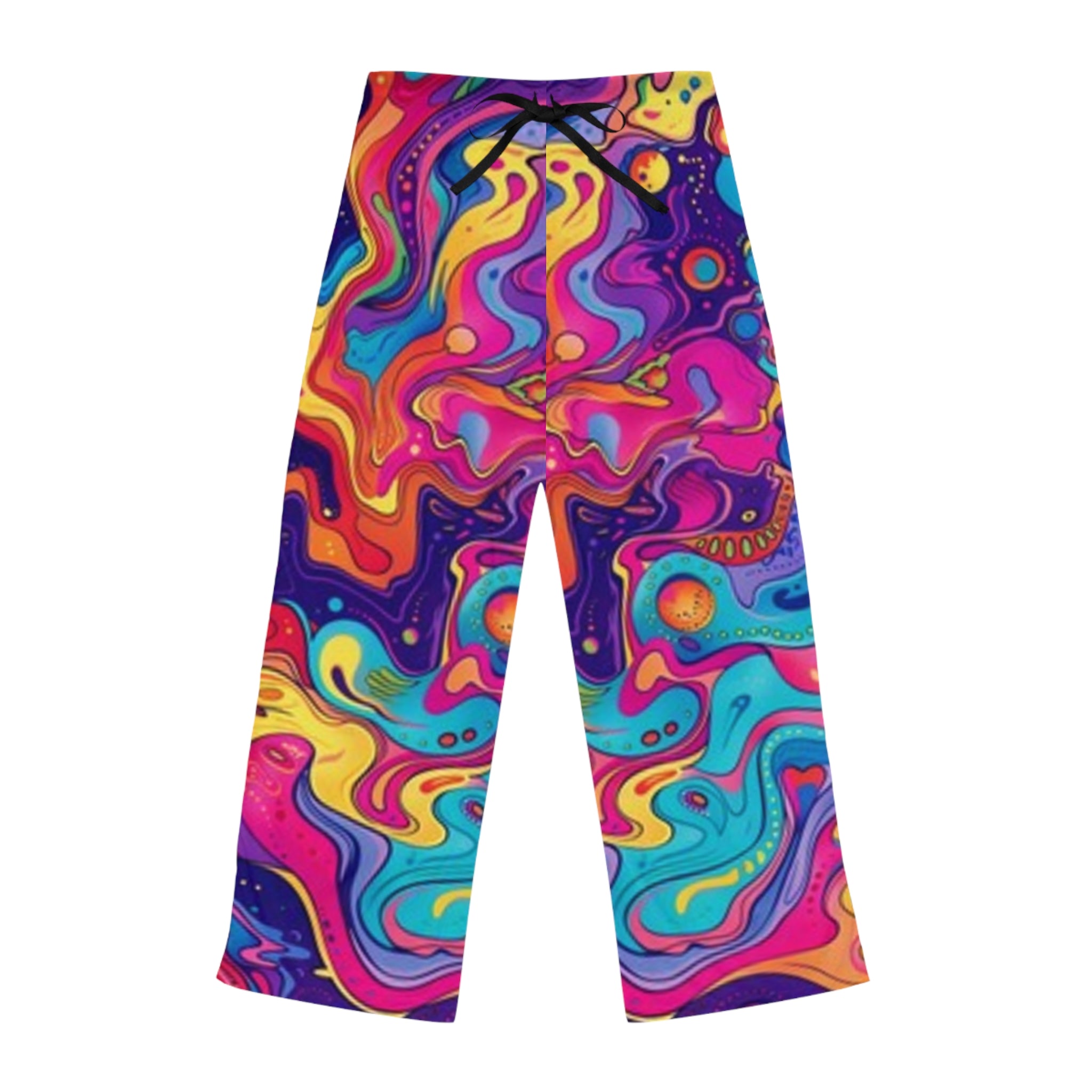 Psychedelic Swirl Women's Pajama Pants - Colorful Abstract Lounge Trousers