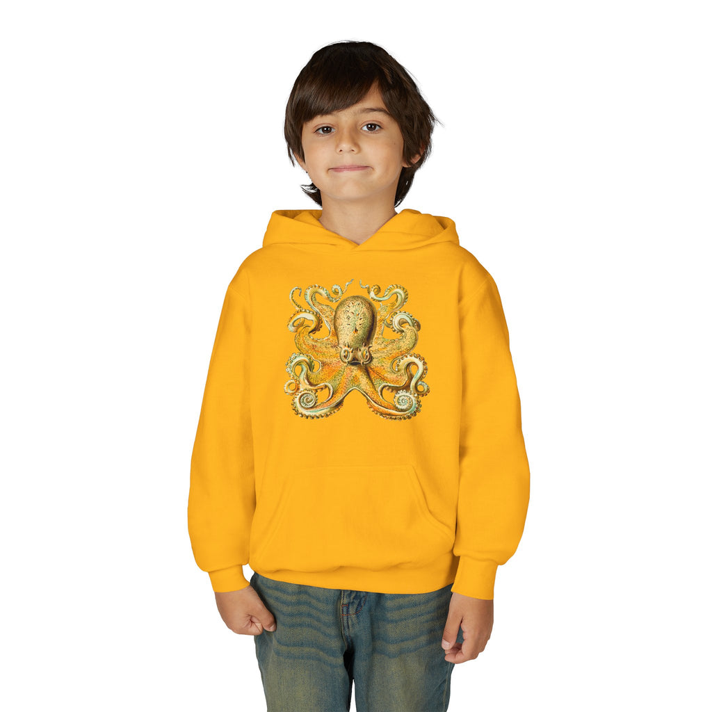 Youth Hoodie with Vintage Octopus & Underwater Scene — Kids Ocean Crew Pullover
