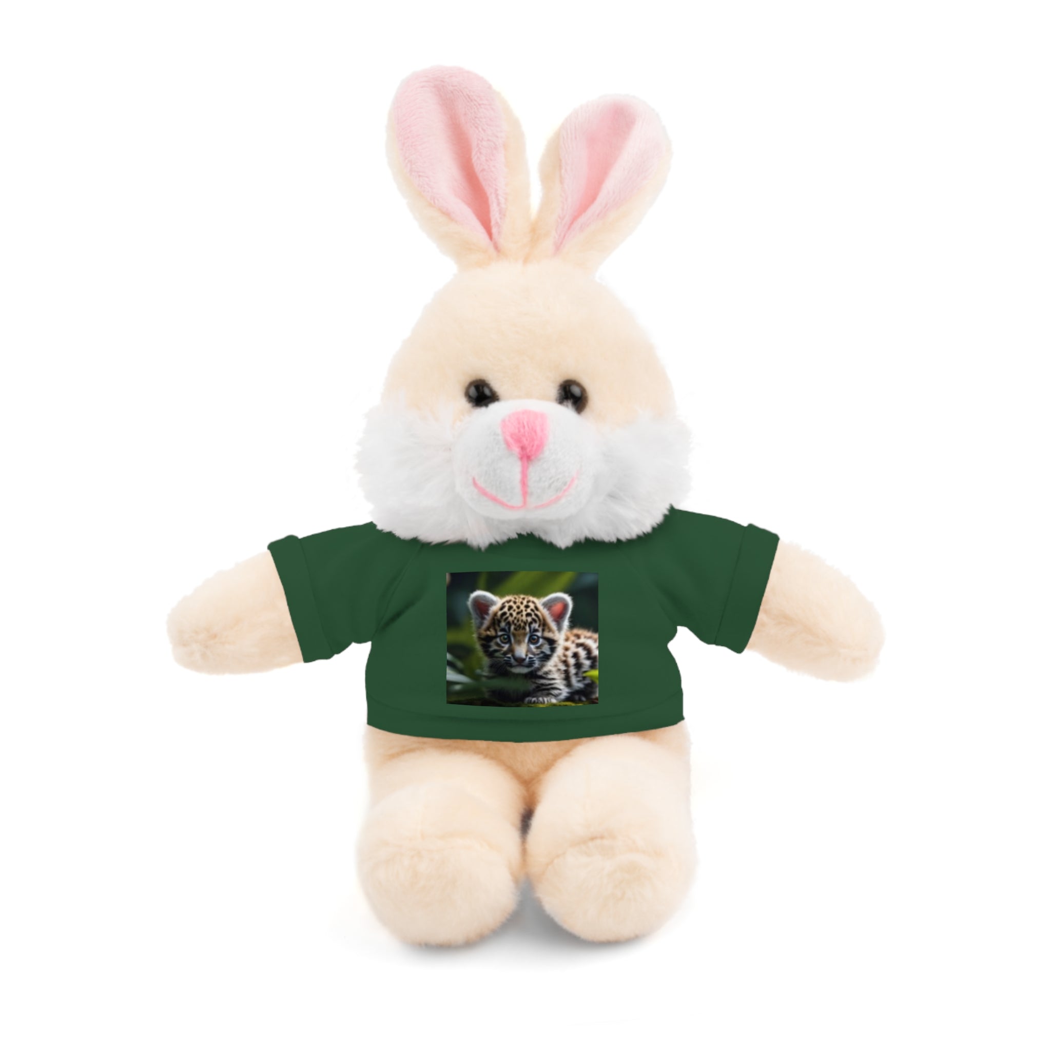 Plush Teddy Bear with Leopard Cub Tee — Cute Animal Gift for Kids & Wildlife Lovers