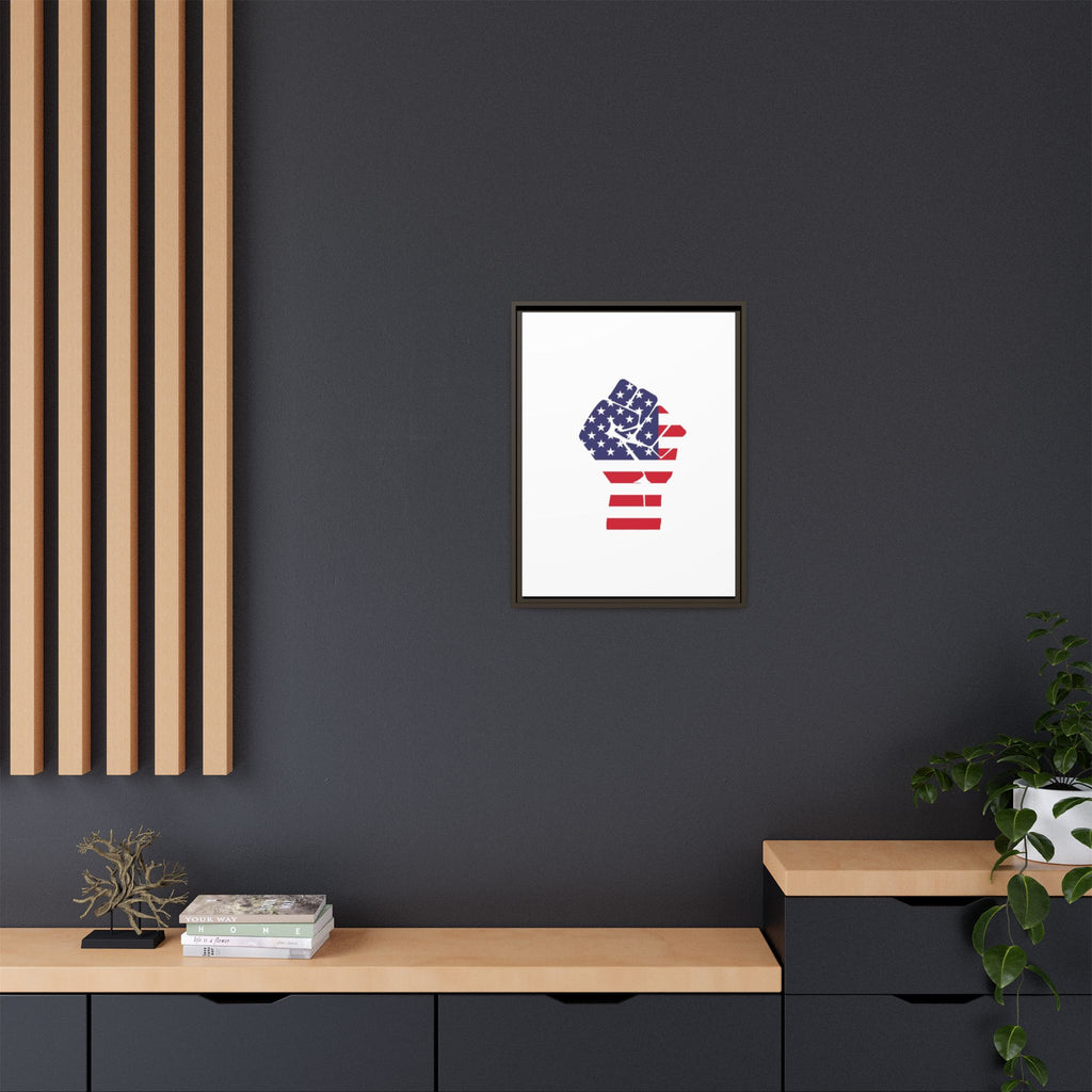 Framed Canvas Print – American Flag Fist Wall Art