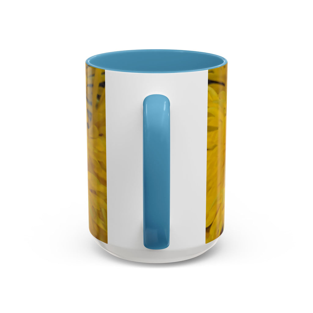 Yellow Chrysanthemum Accent Coffee Mug — Floral 11/15oz Tea Cup