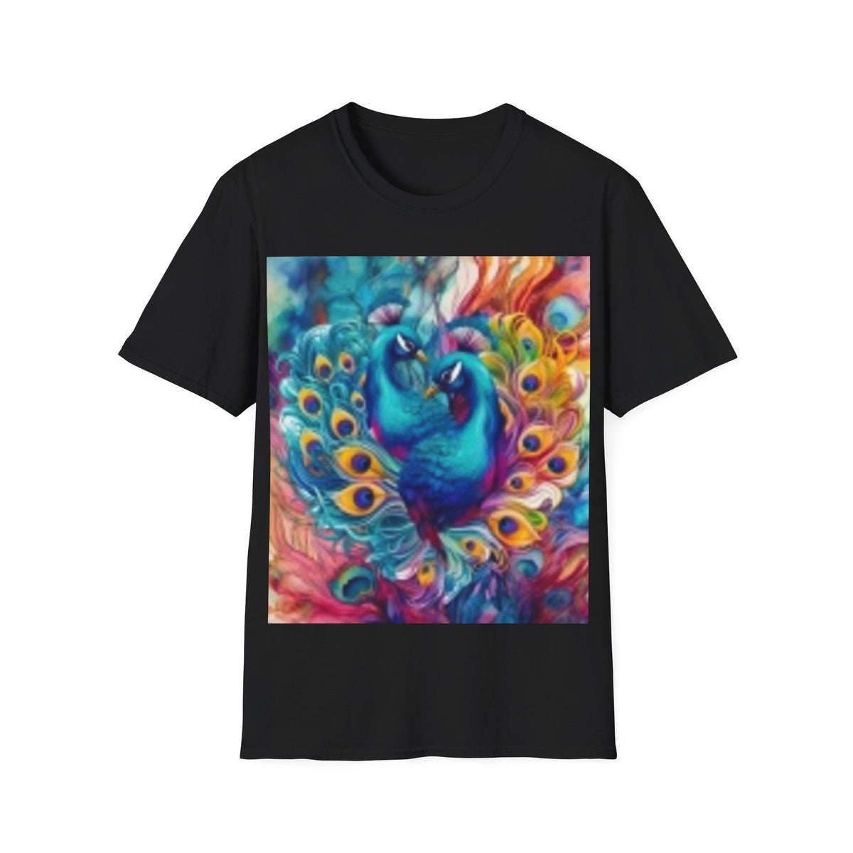 Two Peacock T-Shirt — Colorful Vibrant Peacock Art Tee