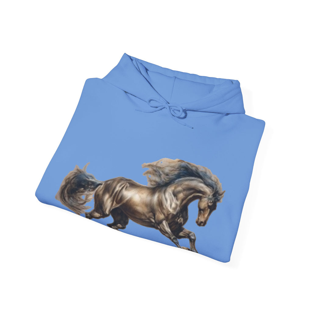 Galloping Stallion Hoodie – Realistic Bronze Horse Print