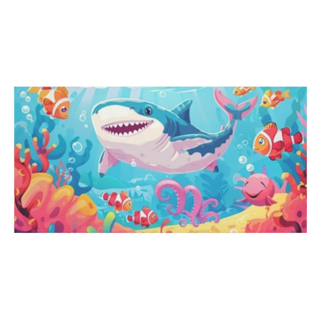 Kids' Shark Beach & Bath Towel - Colorful Ocean Cartoon Design