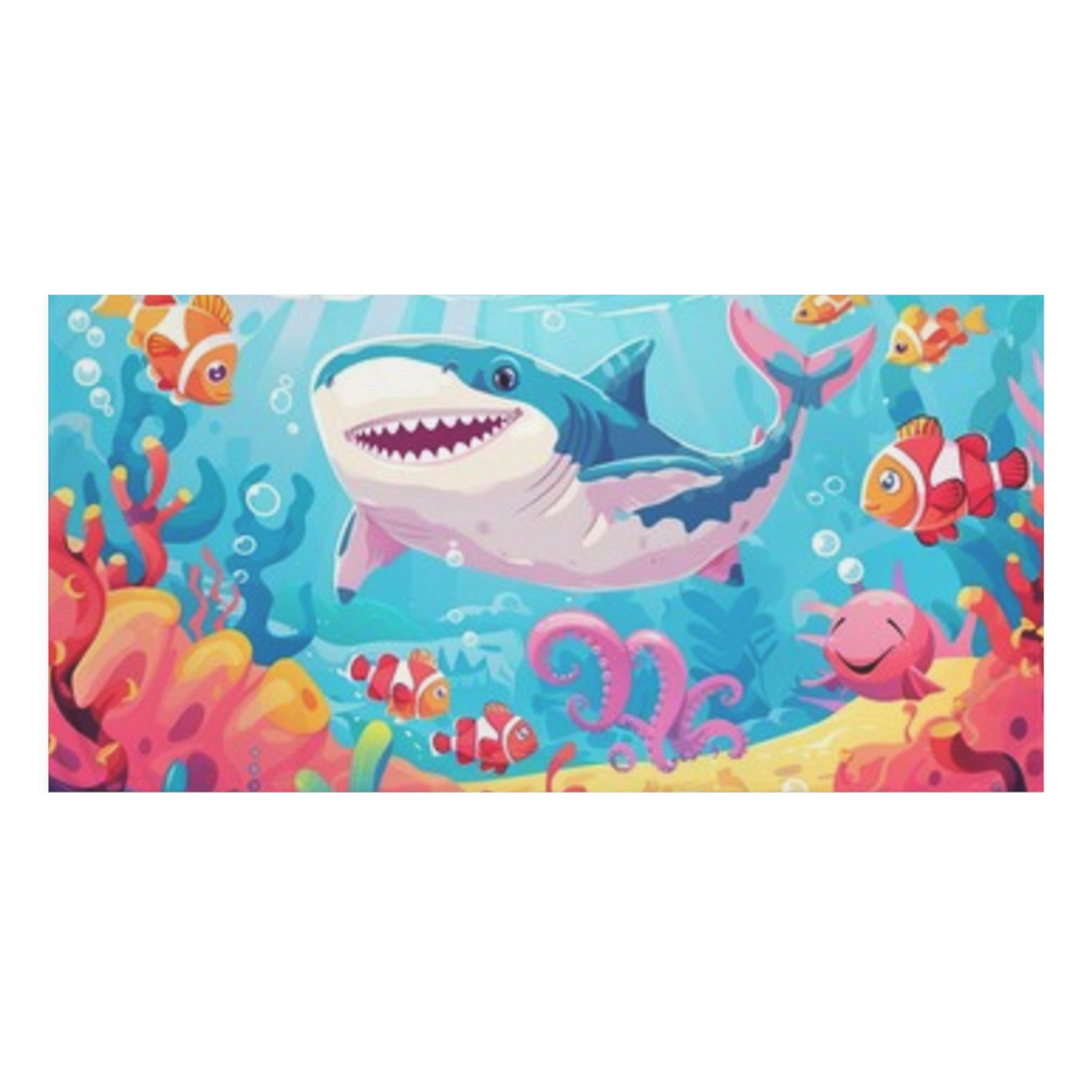 Kids' Shark Beach & Bath Towel - Colorful Ocean Cartoon Design