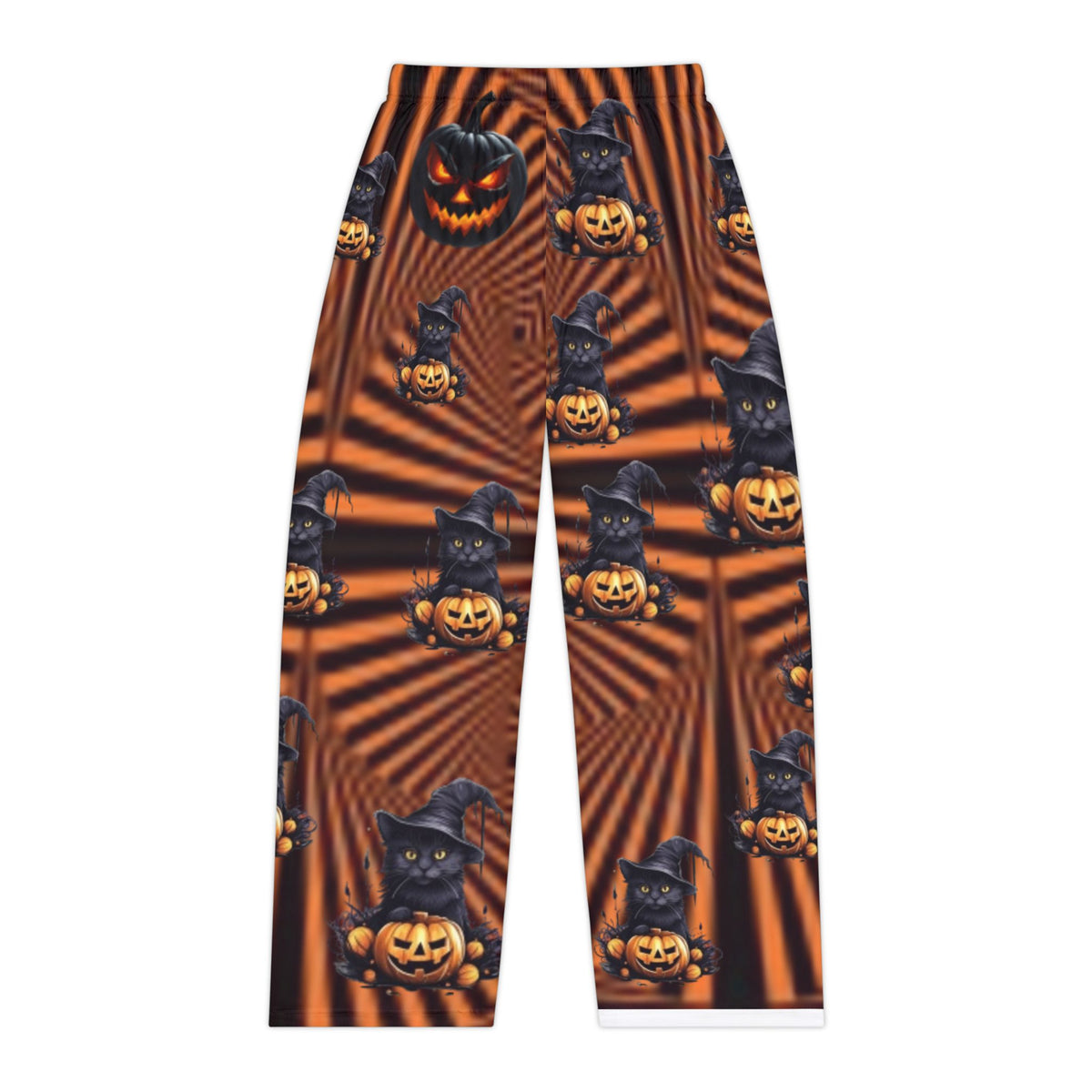 Black Cat Halloween Pumpkin Wizard Pajama Pants