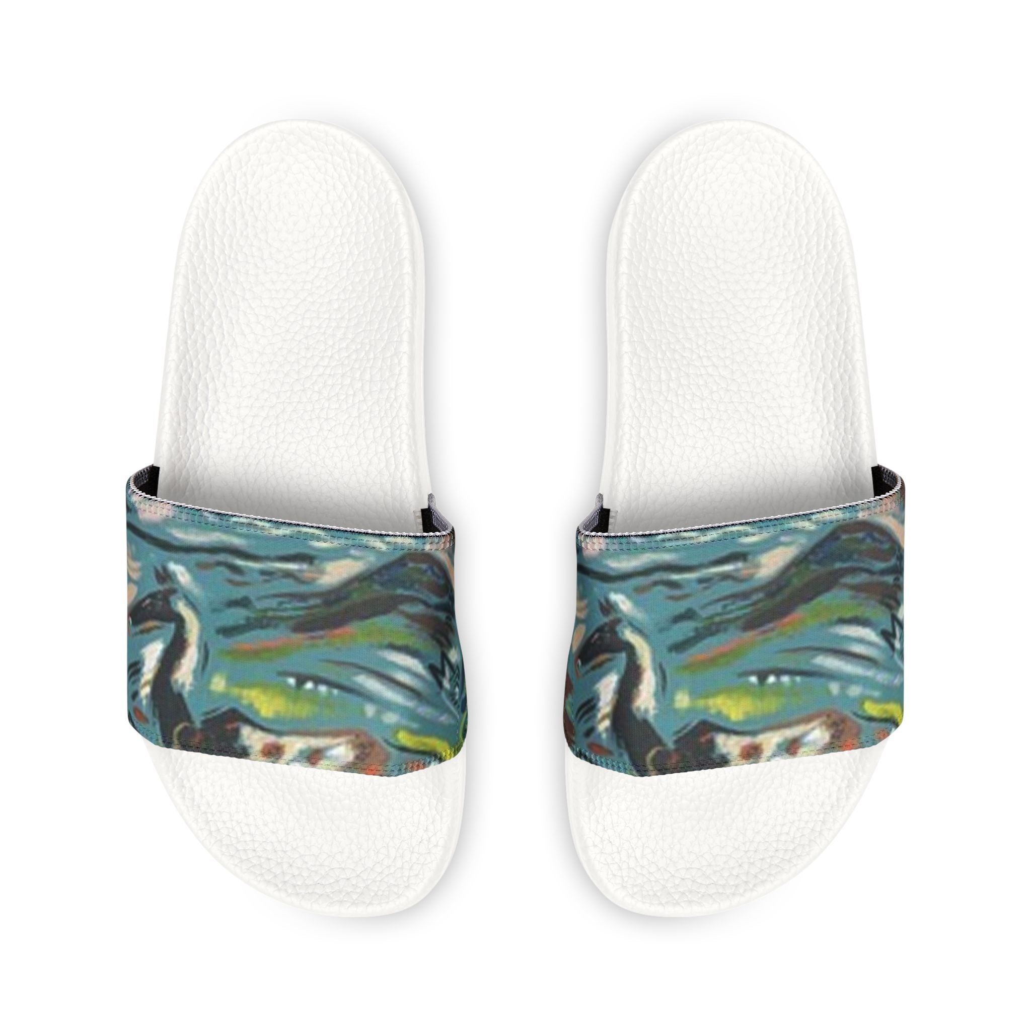 Men's Removable-Strap Sandals — Abstract Horse Ocean Slide Sandals