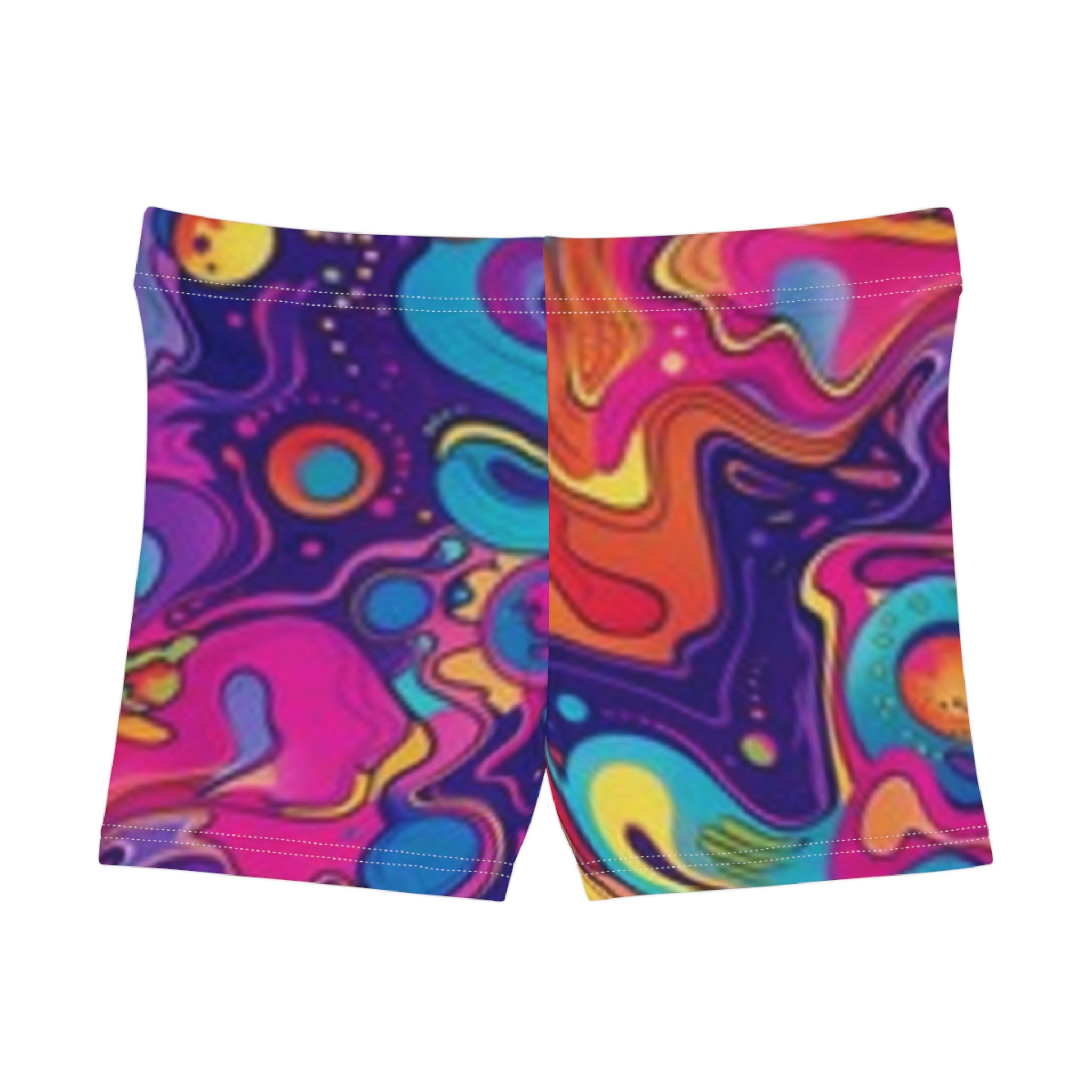 Psychedelic Swirl Women's Shorts — Colorful Abstract  Activewear