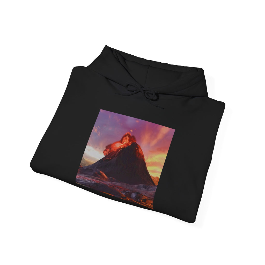 Dragon Moon & Volcano Hoodie — Fantasy Night Sky Dragon Graphic Hooded Sweatshirt