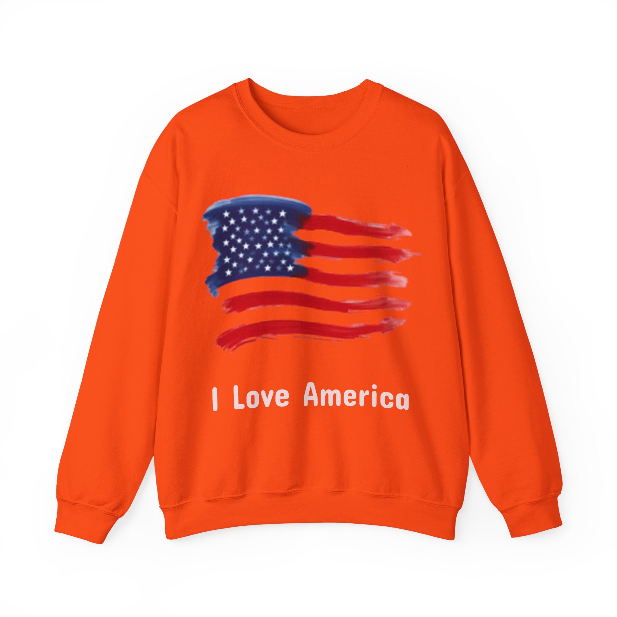 American Flag Crewneck Sweatshirt & Texas Longhorn  — Distressed Watercolor USA Graphic