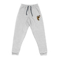 Embroidered Leopard Paw Joggers — Cozy Grey Sweatpants with Small Animal Patch