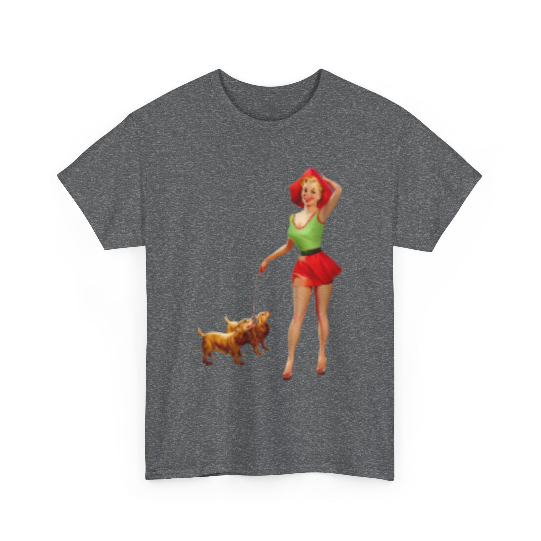 Pin-Up Girl with Terrier & Fast Car Graphic T-shirt — Retro 1950's Vintage Style T-Shirt