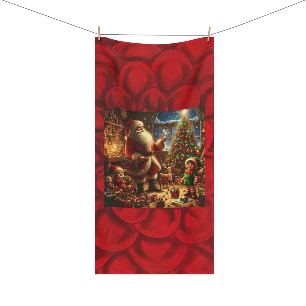 Christmas Santa Scene Mink-Cotton Towel
